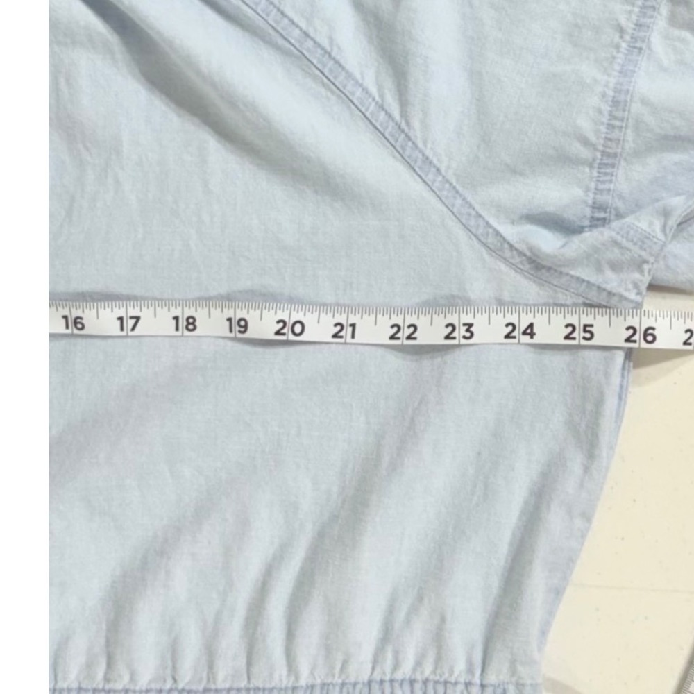 Levis Maxi Dress XXL Light Blue Cotton Chambray Button Front Tiered Boho Prairie - Picture 3 of 9
